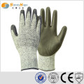 SUNNYHOPE PU level 5 cut proof gloves with hppe + glass fiber mixed liner